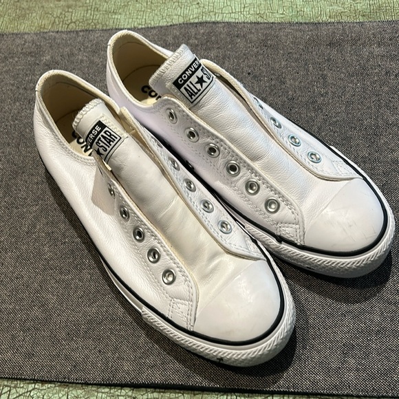 Converse Unisex White Leather Chuck Taylor Slip Slip-On Shoe Woman’s 8/Men’s 6 - Picture 1 of 5